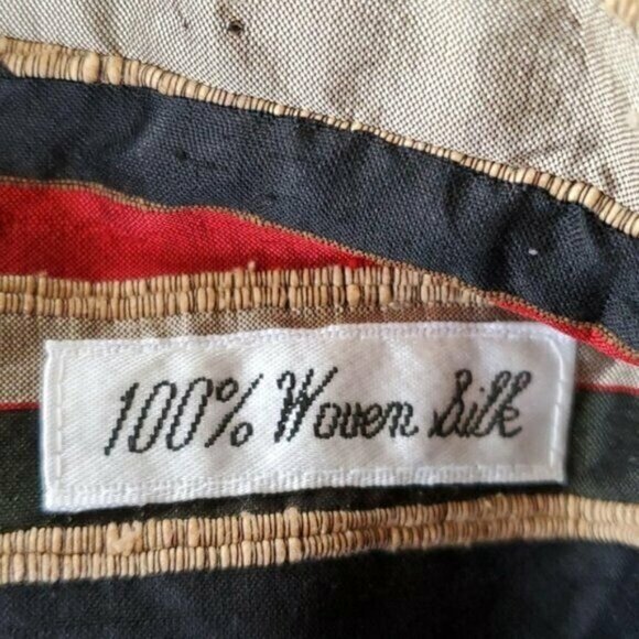 ann May Vintage Striped Lined Open Front Blazer Jacket Medium 100% Woven Silk - Picture 10 of 11